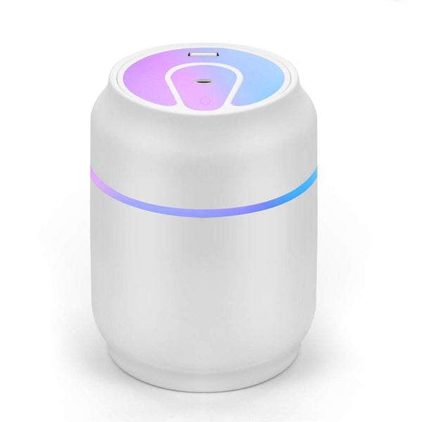 SOON GO Cool Air Mist Ultrasonic Humidifier with Color Lights USB Fan Desktop Can Humidifier 200ML Portable Purifier for Cars, Office, Home, Bedroom, Travel and More ！