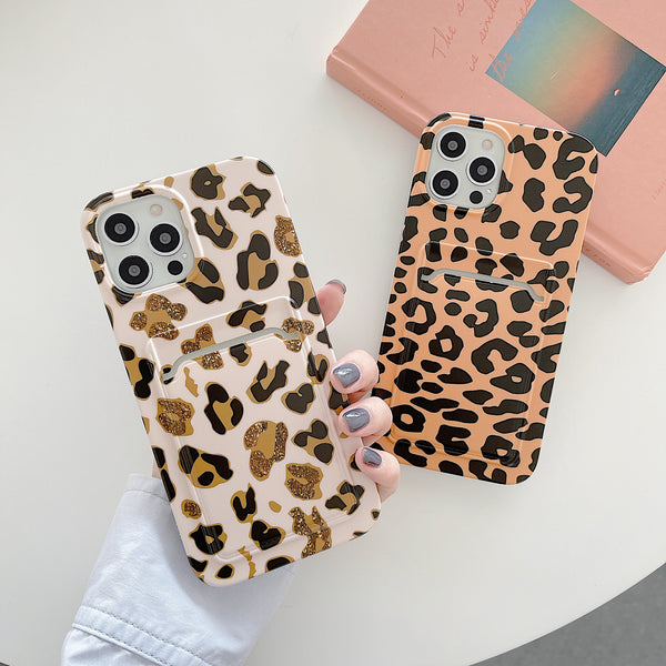 Beige black and brown leopard Iphone case